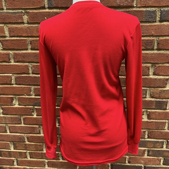 Lost Petal Linens Red Football Appliqué Long Sleeve Thermal Tshirt. Size Small - Picture 3 of 3